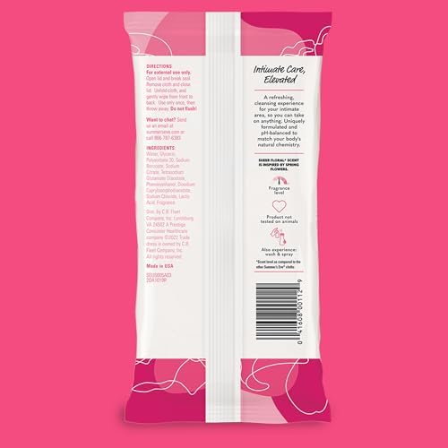 Summer's Eve Sheer Floral Daily Refreshing Feminine Wipes, Removes Odor, pH balanced, 32 Count, 4 Pack - Image 7