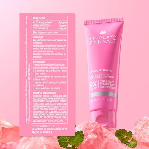 Intensive Whitening Toothpaste, 4.2oz (3 Packs) - Christmas Gifts, Stocking Stuffers for Adults, Teeth Whitening, Fluoride for Anti Cavity & Enamel Repair, Pink Toothpaste, Fresh Spearmint Flavor - Image 7