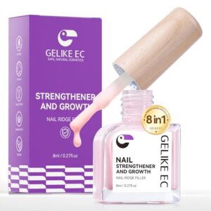 Gelike EC Nail Growth Treatment: Natural Nail Strengthener for Weak and Damaged Nails, Protein Nail Hardener for Home Salon Work, Pink