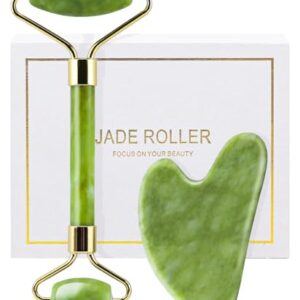 huefull Gua Sha Facial Tools & Jade Roller Set for Skin Care, Reduce Puffiness and Improve Wrinkles, Guasha Tool for Face, Gua Sha Stone Self Care Gift for Woman Man, Christmas Gifts