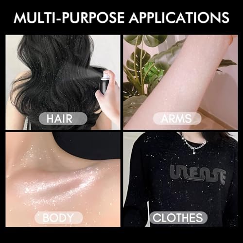 Body Glitter, Body Glitter Spray, Glitter Spray for Hair and Body, Long-Lasting and Quick-Drying Silver Glitter Hairspray Suitable for Stage, Festival Rave and Makeup Prom (2.11 Fl Oz) - Image 4