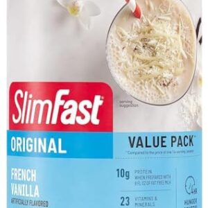 SlimFast Meal Replacement Powder, Original French Vanilla, Shake Mix, 10g of Protein, 22 Servings (Packaging May Vary)