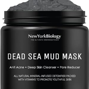 New York Biology Dead Sea Mud Mask for Face and Body - Spa Quality Pore Reducer for Acne, Blackheads & Oily Skin, Natural Skincare for Women, Men - Tightens Skin for A Healthier Complexion - 8.8 oz