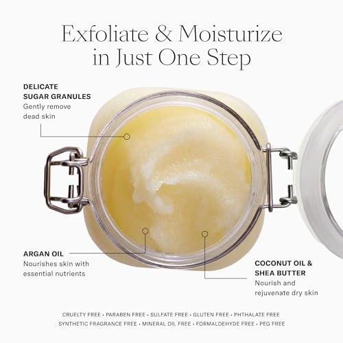 Josie Maran Sugar Body Scrub - Argan Oil Exfoliating Sugar Scrub with Coconut Oil & Shea Butter - Softens, Smooths & Hydrates Dry Skin - Vegan & Cruelty Free - Sweet Clementine (10 oz) - Image 3