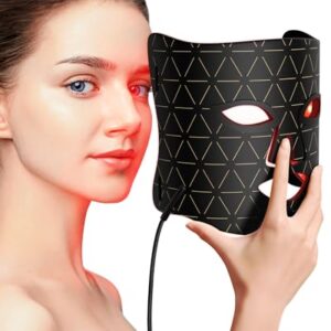 LED Light Therapy Mask Skin Care Mask, LED Red Light Therapy 630nm & 830nm Wavelength for Home Use, Body Beauty Machine for Care at Home (Ebony black)