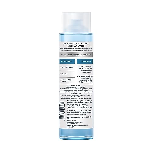 Eucerin Face Gentle Cleansing Hydrating Micellar Water, Face Cleanser and Makeup Remover with Hyaluronic Acid, 13.5 Fl Oz Bottle - Image 2