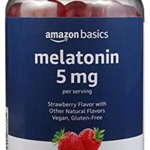 Amazon Basics Melatonin 5mg, 120 Gummies (2 per Serving), Strawberry (Previously Solimo)