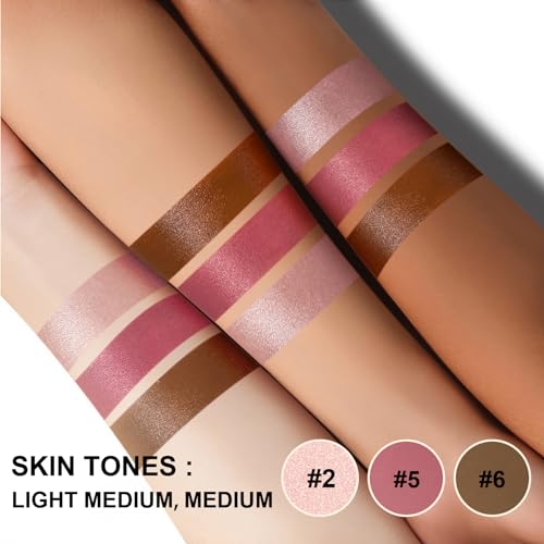 3Pcs Cream Contour Stick Makeup Kit,Shades with Highlighter Stick,Blush Stick and Bronzer Contour Stick for Sculpt the Cheeks,Long Lasting,Waterproof,Matte & Dewy Finish,LIGHT MEDIUM (#02,05,06) - Image 4