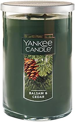 Yankee Candle Balsam & Cedar Scented, Classic Large 22oz Dual-Wick Tumbler Candle, Over 75 Hours Burn Time, Ideal for Holiday Season & Gifting