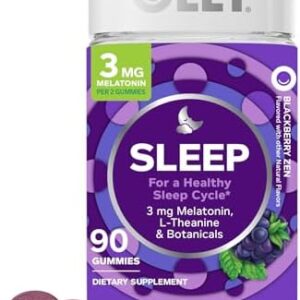 OLLY Sleep Gummy, 3mg Melatonin, L-Theanine, Chamomile, Lemon Balm, Sleep Aid, Occasional Sleep Support, BlackBerry, 90 Count