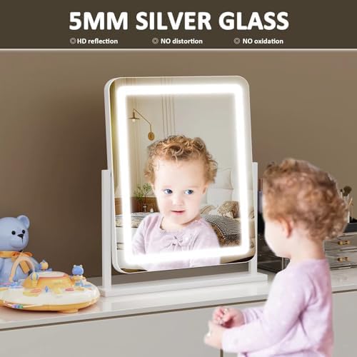 Makeup Vanity Mirror with Lights 15.2" Large LED Lighted Mirror, Hollywood Make Up Mirror with Lighting for Bedroom Tabletop, Smart Touch,Detachable 10X Magnification 360° Rotation, (White) - Image 9