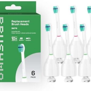 Brushmo Replacement Toothbrush Heads Compatible with Philips Sonicare E-Series Essence HX7022/66 and Other Screw-on Electric Toothbrush Models, BM716, Compact Size, 6 Pack