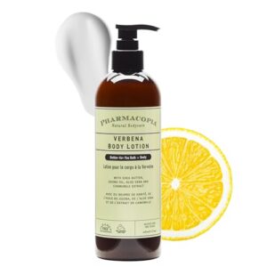 Pharmacopia Verbena Body Lotion - Hydrating Natural Moisturizer with Aromatherapy Benefits - Cruelty-Free Vegan Skin Care - Shea Butter, Aloe Vera, and Jojoba Oil - Lotion for Dry Skin, 16 oz