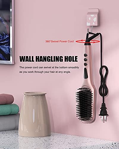 MegaWise Hair Straightener Brush KL1025-2-in-1 Ionic Hair Straightening & Detangling Brush with Adjustable Temperature, Anti-Scald Technology, and Auto Shut-Off - Ideal for All Hair Types - Image 7