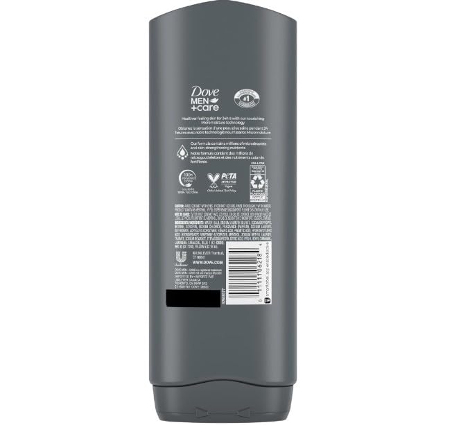 Dove Men+Care Body Wash Extra Fresh 4 Count for Men's Skin Care Body Wash Effectively Washes Away Bacteria While Nourishing Your Skin 18 oz - Image 3
