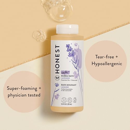 The Honest Company Foaming Bubble Bath | Gentle for Baby | Naturally Derived, Tear-free, Hypoallergenic | Lavender Calm, 12 fl oz - Image 2