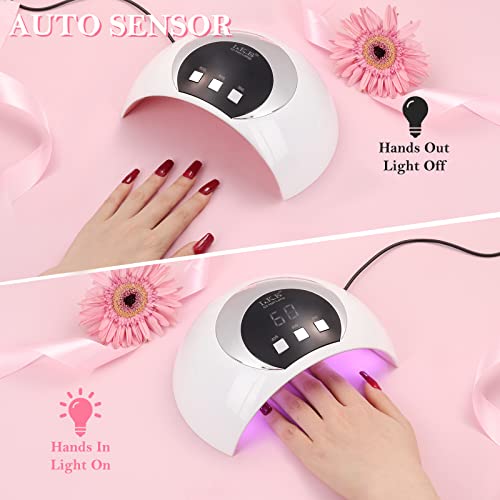 Wisdompark UV LED Nail Lamp, 54W UV Light for Gel Nails with Automatic Sensor/3 Timer Setting Professional Nail Dryer Gel Polish Curing Lamp Nail Art Tools (White) (54, Watts) - Image 3