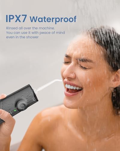 Water Flosser Teeth Pick: 9 Jet Tips Cordless Oral Irrigator with 300ML, 5 Modes Portable Power Dental Flossers, IPX7 Waterproof Rechargeable Electric Waterflosser Machine for Home Travel, Black - Image 6