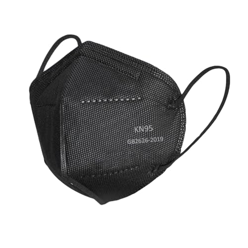 KN95 Face Masks 100 PCS, 5-Ply KN95 Black Masks,Breathable Protection Masks, Individually Wrapped, Cup Dust Safety Mask - Image 2