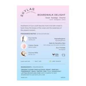 Skylar Boardwalk Delight Eau de Parfum – Hypoallergenic & Clean Perfume for Women & Men, Vegan & Safe for Sensitive Skin – Notes of Cotton Candy, Vanilla & Coconut Milk – 50mL /1.7 Fl oz
