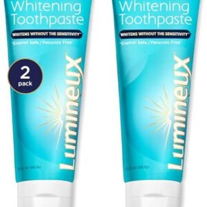 Lumineux Teeth Whitening Toothpaste 2 Pack Peroxide Free Enamel Safe for Sensitive Whiter Teeth Certified Non-Toxic, Fluoride Free, No Alcohol, Artificial Colors, SLS Free Dentist Formulated - 3.75 Oz