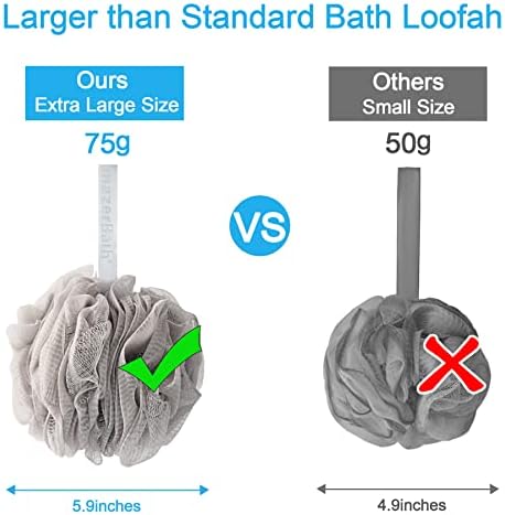 AmazerBath Loofah Sponge 75g/Piece, Exfoliating Bath Sponge Body Scrubber - Loofa Set of 4 Neutral Colors (Large) - Image 6