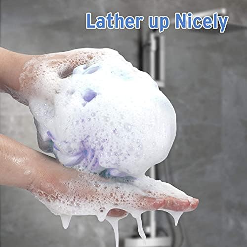 Bath Shower Loofah Sponge 60g Bath Mesh Pouf Shower Ball Body Scrubber Exfoliating Bath Sponge for Women and Men, Set of 4, Flower - Image 2