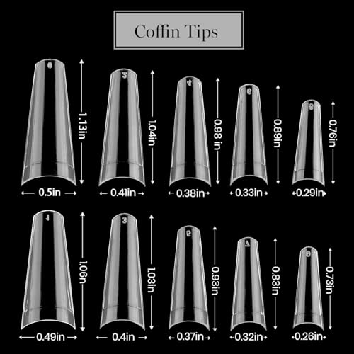Beetles Acrylic Nails Kit 488 Pcs 3 Styles Clear Coffin Ballerina Stiletto Nail Tips Gel Tips Set False Nails Extension Gel Nail Art Gift for Women - Image 7