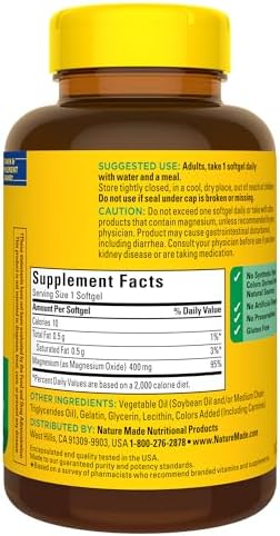 Nature Made Extra Strength Magnesium Oxide 400 mg, Magnesium Supplement for Muscle, Nerve, Bone and Heart Support, 110 Softgels, 110 Day Supply - Image 7