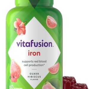 Vitafusion Iron Gummy Vitamin Supplement, Supports Red Blood Cell Production*, Guava Hibiscus Flavor, 30 Servings, 60 Count