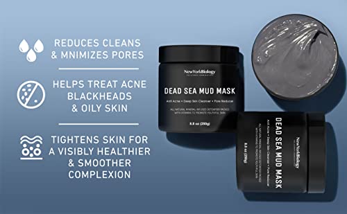 New York Biology Dead Sea Mud Mask for Face and Body - Spa Quality Pore Reducer for Acne, Blackheads & Oily Skin, Natural Skincare for Women, Men - Tightens Skin for A Healthier Complexion - 8.8 oz - Image 5