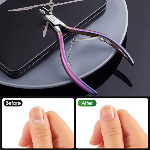 Cuticle Trimmer Cuticle Nippers Clippers Stainless Steel Hangnail Remover Extremely Sharp Cutter Pedicure Manicure Tool, opove X7 Rainbow Gradient - Image 7