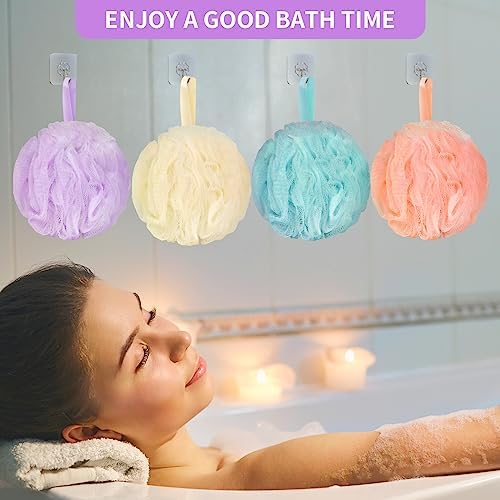 Bath Loofah Sponge Body Scrubber Shower Sponge Exfoliating Mesh Pouf Shower Ball Bath Sponges for Women and Men Bathing Accessories (4Pack 50G Colorful) - Image 5