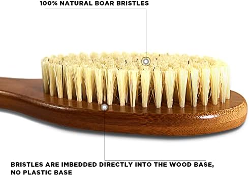 ICANdOIT-19.68Inch Natural Boar Bristles Anti-Slip Extra Long Handle Bath Brush,Bent Handle Shower Scrubber for Exfoliating,Shower Back Brush,Exfoliation Set with Pumice Stone (1 Pack) - Image 3
