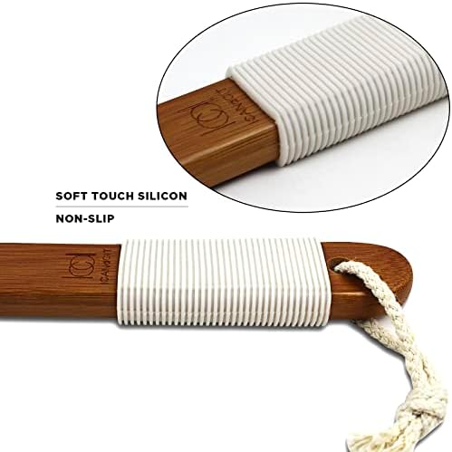 ICANdOIT-19.68Inch Natural Boar Bristles Anti-Slip Extra Long Handle Bath Brush,Bent Handle Shower Scrubber for Exfoliating,Shower Back Brush,Exfoliation Set with Pumice Stone (1 Pack) - Image 8
