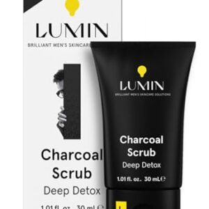 Lumin - Charcoal Scrub Deep Detox for Men - Face Cleanser for Men, Pre Shave Scrub, A charcoal face exfoliator that refreshes & rejuvenates the skin, Suitable for all skin types, 30ml, 1-Pack