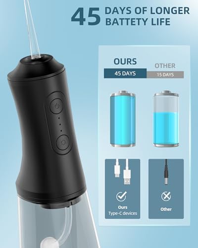 Water Flosser, Water Dental Flosser Pick for Teeth, 300ML IPX7 Waterproof Oral Irrigator, 3 Modes 4 Replaceable Jet Tips, Professional Flossing Cleaning Picks for Home Travel Gums, Braces Care (Black) - Image 4
