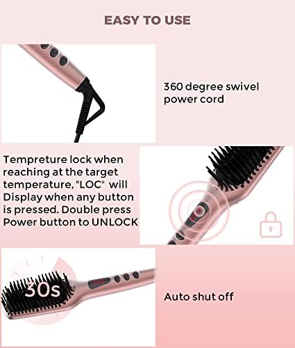 MegaWise Hair Straightener Brush KL1025-2-in-1 Ionic Hair Straightening & Detangling Brush with Adjustable Temperature, Anti-Scald Technology, and Auto Shut-Off - Ideal for All Hair Types - Image 5