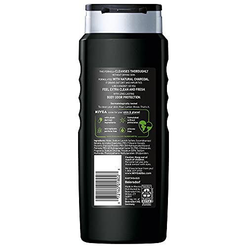 NIVEA MEN DEEP Active Clean Charcoal Body Wash, Exfoliating Body Wash for Men with Natural Charcoal, 3 Pack of 16.9 Fl Oz Bottles - Image 8