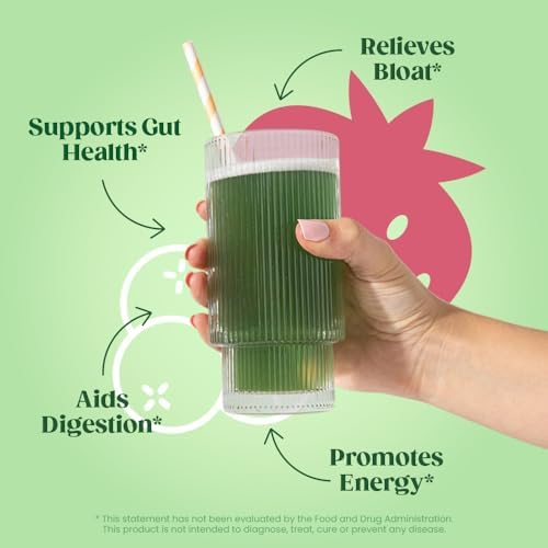 Bloom Nutrition Superfood Greens Powder, Digestive Enzymes with Probiotics and Prebiotics, Gut Health, Bloating Relief for Women, Chlorella, Green Juice Mix with Beet Root Powder, 30 SVG, Berry - Image 3