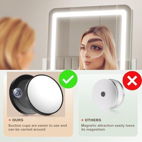 Makeup Vanity Mirror with Lights 15.2" Large LED Lighted Mirror, Hollywood Make Up Mirror with Lighting for Bedroom Tabletop, Smart Touch,Detachable 10X Magnification 360° Rotation, (White) - Image 6