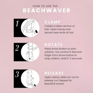 Beachwaver B1.25 Rotating Curling Iron – Automatic 1.25 Inch Ceramic Curling Iron – Easy-to-Use Spinning Wand for Long-Lasting Waves – Auto-Shut Off and Dual Voltage (BW160) in Pink Sunset