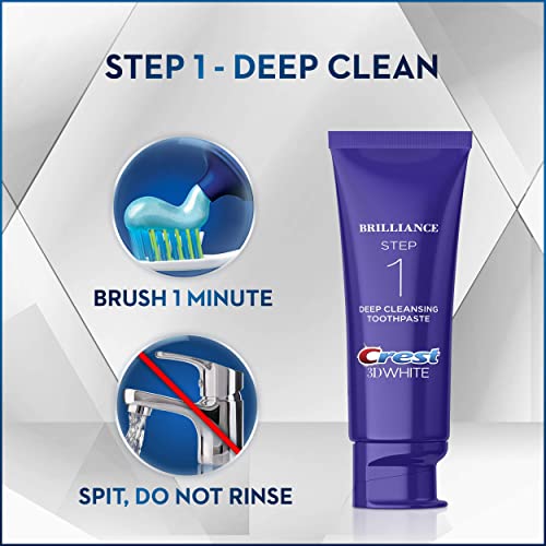 Crest 3D White Brilliance 2 Step Kit, Crest 3D White Toothpaste, Deep Clean Toothpaste (4oz) + Teeth Whitening Gel (2.3oz) - Image 7