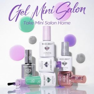 modelones Gel Nail Polish Kit with U V Light, Sliver Cat Eye Jelly Light Pure Pink Green Purple Translucent Magnetic Manicure Set, 4 Colors Gel Mini Salon Base&Top Coat Nail Stickers Fall Winter Gift