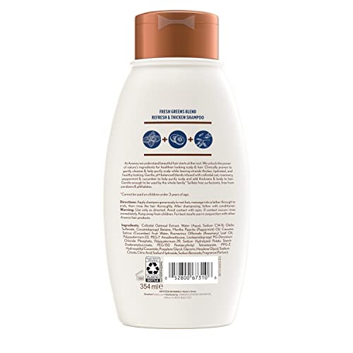 Aveeno Fresh Greens Blend Natural Volumizing Shampoo, Cucumber, Rosemary, for Fine Hair, 12 fl oz - Image 9