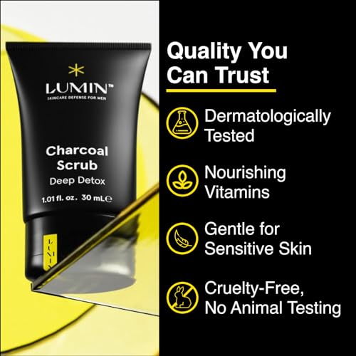 Lumin - Charcoal Scrub Deep Detox for Men - Face Cleanser for Men, Pre Shave Scrub, A charcoal face exfoliator that refreshes & rejuvenates the skin, Suitable for all skin types, 30ml, 1-Pack - Image 5