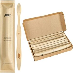 Sea Turtle Plant-Based Bristles, Soft Bamboo Toothbrushes, Individually Sealed (10 Pack)