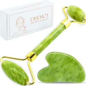 Jade Roller & Gua Sha Facial Tools, Natural Anti-Aging Jade Beauty Skin-Care Tool Face Roller to Rejuvenate Facial Skin Cooling, Slimming & Firming, Great as Stocking Stuffers