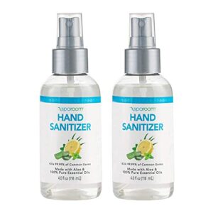 SpaRoom Hydrating Hand Sanitizer, 70% Alcohol with Aloe Vera & Essential Oils, Citrus Scent, 4 Fl Oz Spray Bottle, 2-pack