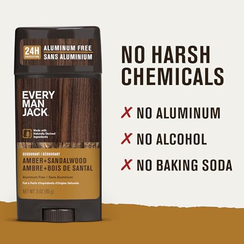 Every Man Jack Amber + Sandalwood Men’s Deodorant - Stay Fresh with Aluminum Free Deodorant For all Skin Types - Odor Crushing, Long Lasting, with Naturally Derived Ingredients - 3oz (2 Pack) - Image 6